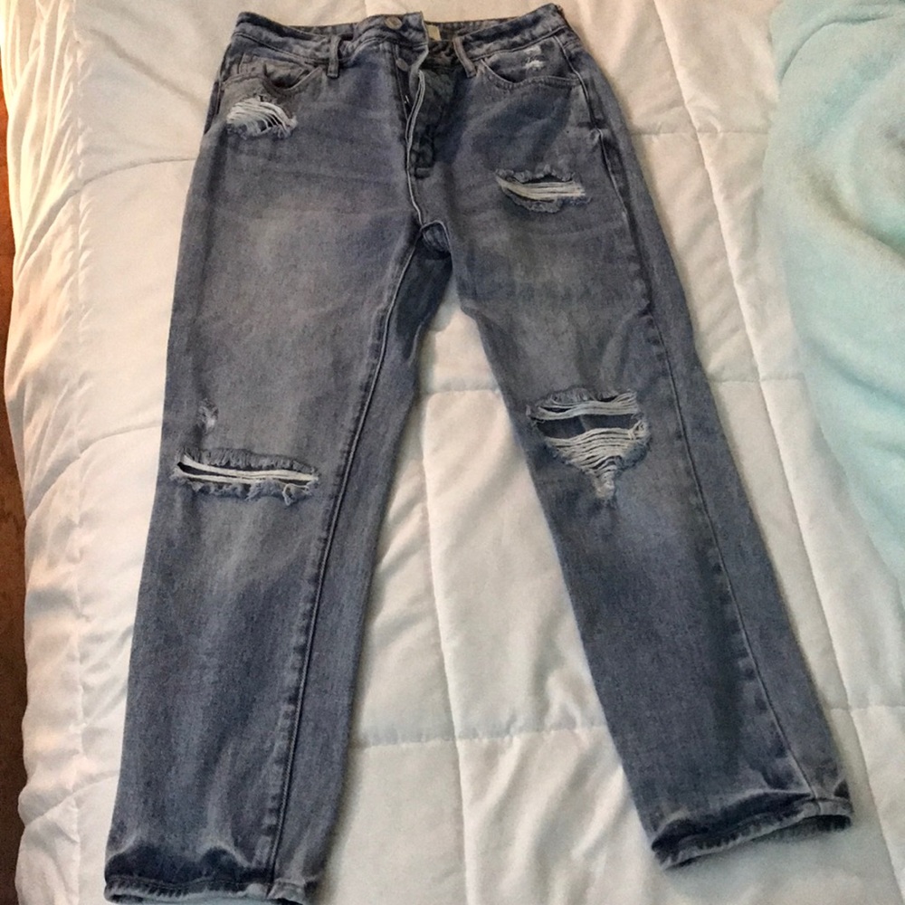 distressed mom jeans